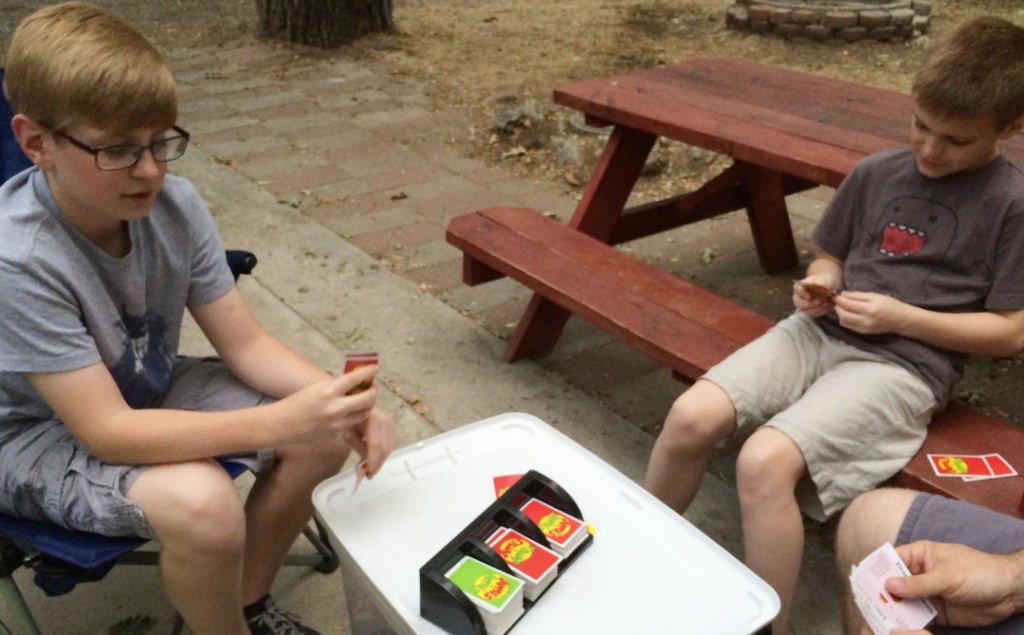 Playing Apples to Apples at the campsite