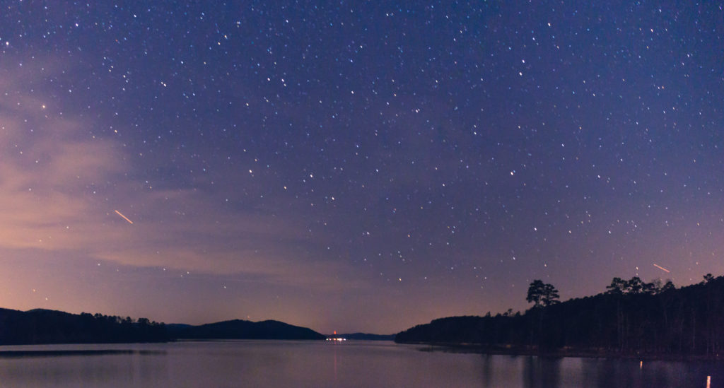 the night sky over Lake Ouachita State Park in Arkansas