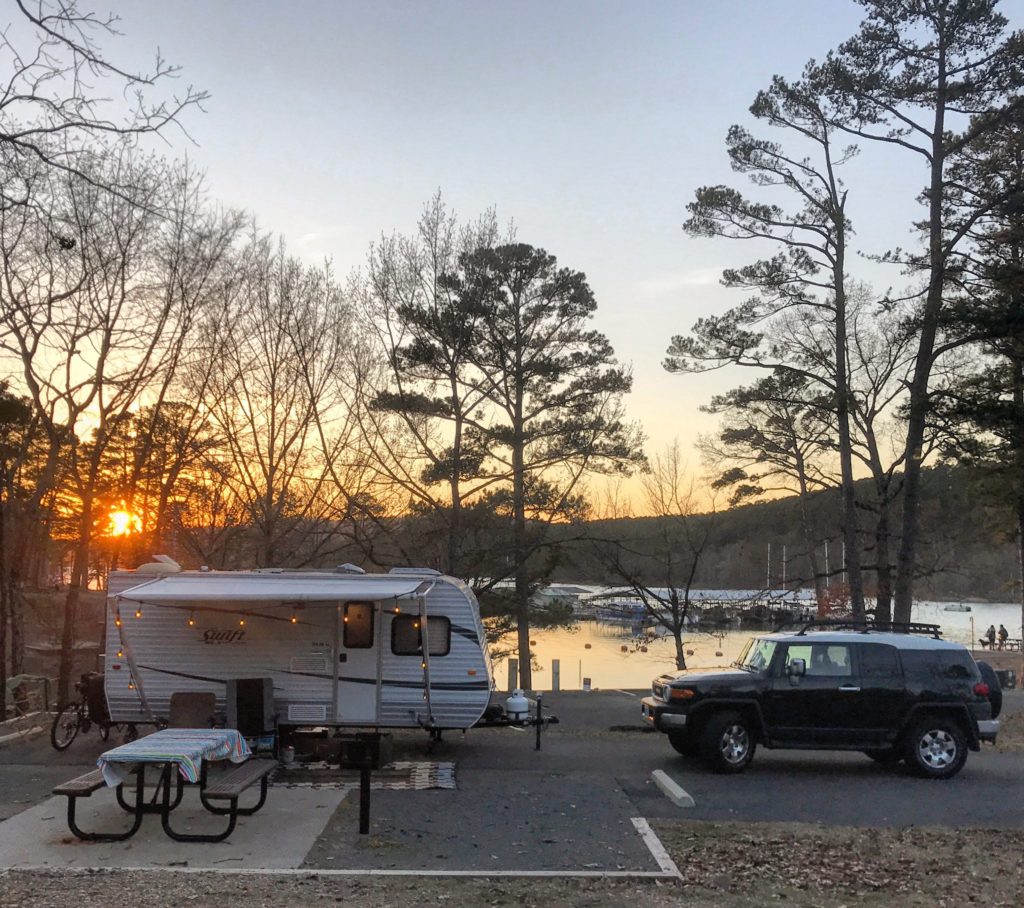 campsite in Area B in Lake Ouachita State Park