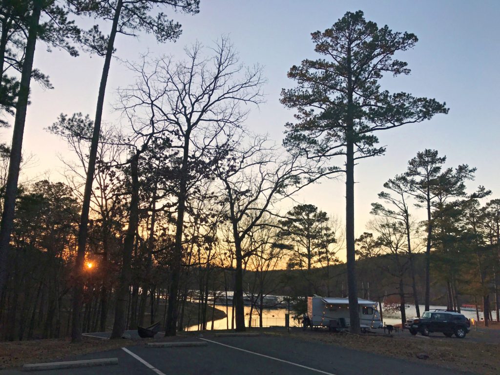 a campsite in Area B in Lake Ouachita State Park in Arkanasas